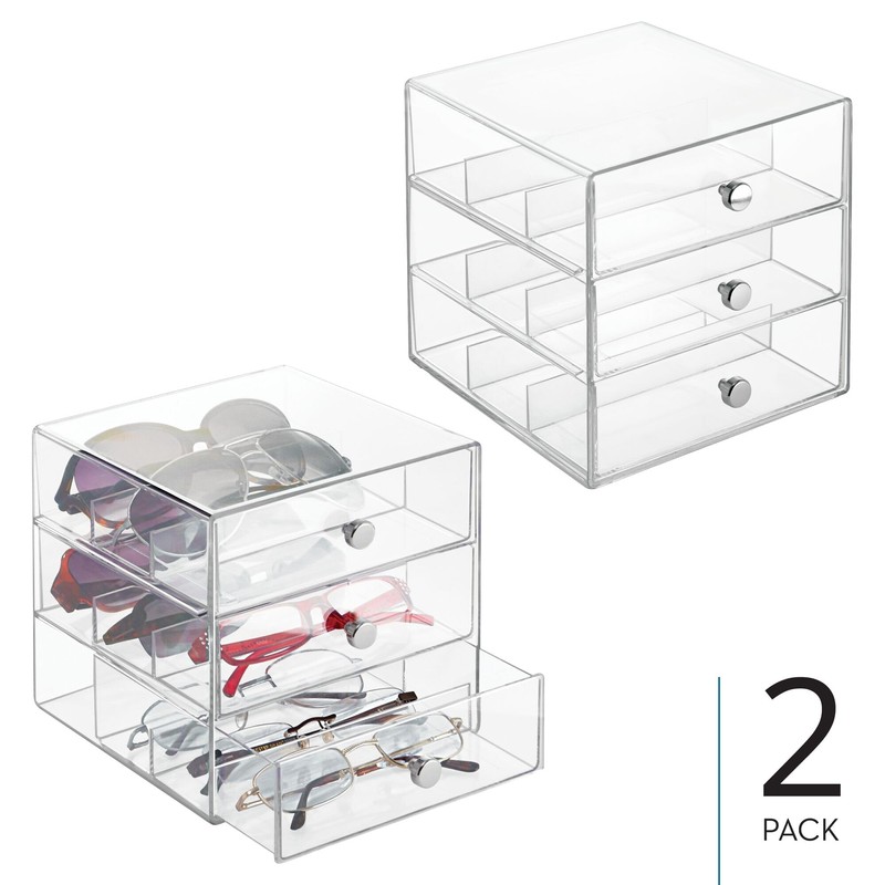 iDesign Divided 3-Drawer Stackable Organizer for Glasses, Sunglasses, and Readers