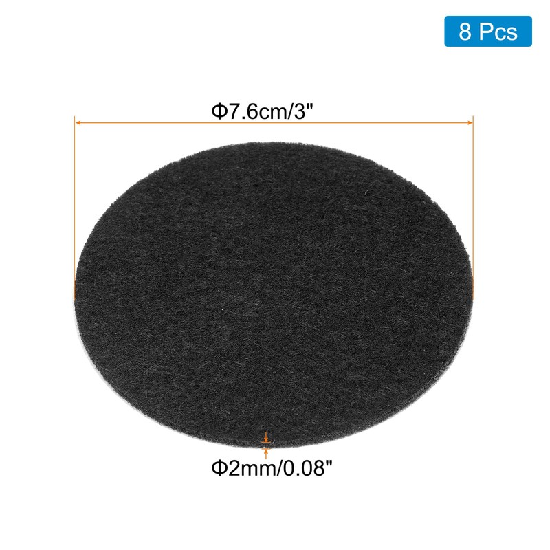 uxcell 8pcs 3 Inch Round Adhesive Backed Felt Non-Slip Felt