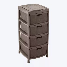 QHogar Cajonera Fique De 4 Gavetas Con Tapa Para Organización