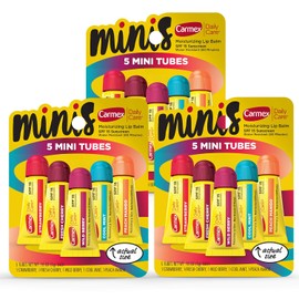 Carmex Daily Care Minis - Tubos de bálsamo labial hidratante, SPF 15, paquete de bálsamo labial multisabor, 15 unidades (3 paquetes de 5)