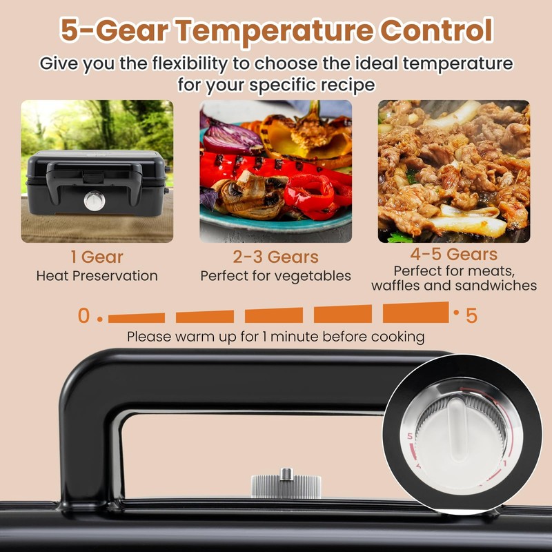 KOTEK 3 In 1 Sandwich Maker, Waffle Maker with Removable