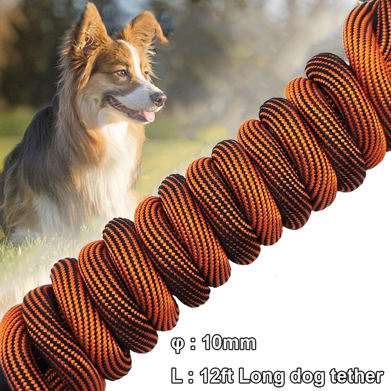 BTINESFUL Dog Tie Out, Check Cord Long Tether Rope Leash,