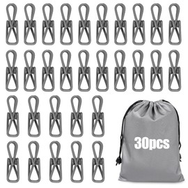 vivinin Chip Clips, 30PCS Bag Clips, Used for Chip Clips Bag Clips Food Clips, Organizing Office or School Files, Clothesline Holders, Clothes Pins (Grey)