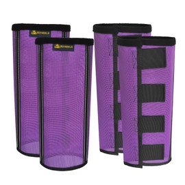 MIYABALA Fly Boots for Horses Set of 4,Extra Tough Mesh Horse Fly Boots with 2 Built-in Metal Supports,Breathable Fly Leggings for Horses with Fleece Trimming and Reflective Webbing (Purple, Medium)