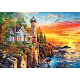 Buffalo Games - Rocky Cliff Lighthouse - 300 Large Piece Jigsaw Puzzle for Adults Challenging Puzzle Perfect for Game Nights - Finished Puzzle Size is 21.25 x 15.00