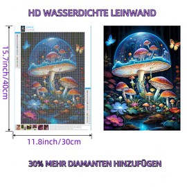 Aiuorty 5D Diamond Painting Bilder Blume Complete Diamond Painting Set Erwachsene Full DIY Diamant Kunst Malerei Stickerei Set Kreuzstich Bilder Home Wand Dekor 30x40cm (Pilz)