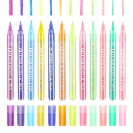 YUYUDEHM 12 Colors Glitter Nail Art Pens, Acrylic Paint Pens for for 3D Nail Art Design, Graffiti Dotting Pen for Crafts DIY Projects