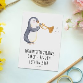Mr. & Mrs. Panda Trombone Pull Through Postcard, Gift, Trombonist, Musician, Gift Ideas, Picture Postcards, Gift Musician, Trombonist
