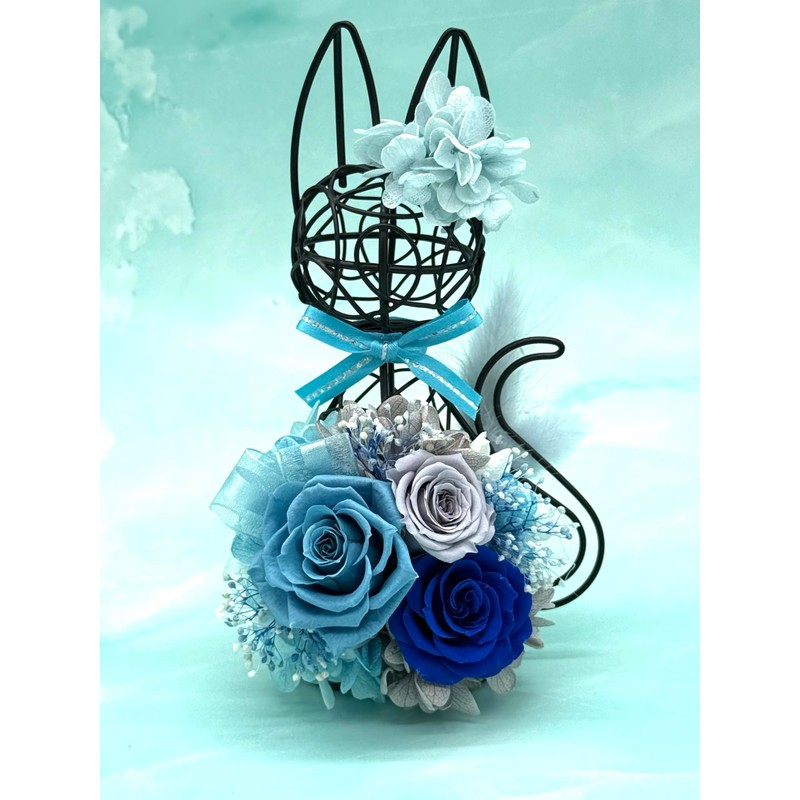 花冠seina Preserved Flower White/Black Cat Flower Gift Present Made in