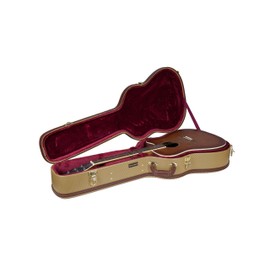 Crossrock Cases CRW600D Hardshell Arch Top Wooden Case for 6 or 12 String Acoustic Dreadnought Guitars, Vintage Tweed