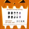 Halloween Press on Nails Short Square Black and White Nails