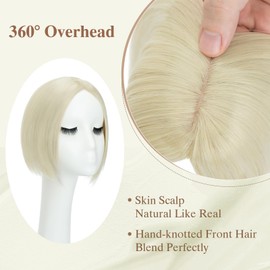 Elailite Clip-In Hair Topper Platinum Blonde, Hairpiece Hair Topper Toupee, 25 cm Long for Women, Daily Use Hair Extensions, 30 g