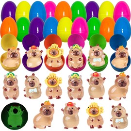 Yanruyu Easter Jumbo Plastic Eggs with Light-Up Puffer Bunny , (capybara+painted eggshell)