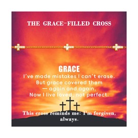 Cross Anklet Bracelet for Women – 18K Gold Plated Stainless Steel Dainty Waterproof Chain with Cross Charms, Christian Jewelry Gifts (THE GRACE-FILLED CROSS)