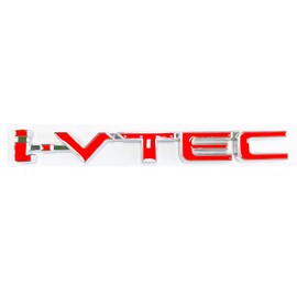 3D Raised Letters i-VTEC Emblem Metal with Adhesive Backing Replacement for Rear Emblem Automotive Decoration(Silver Red)