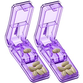 2PCS Pill Cutter for Small and Tiny Pills, Professional Pill Splitter for Cutting Small Pills or Large Pills in Half - Purple