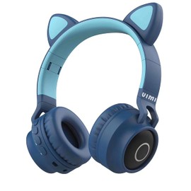 Vimi Audifonos Diadema Bluetooth Oreja De Gato 3.5mm SD Radio (Azul Marino)