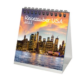 Travel Magic USA Desk Calendar for 2023 Format 10 cm x 10 cm USA City and Country Seelenzauber