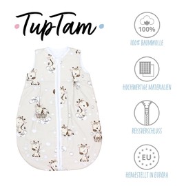 TupTam Baby Summer Sleeping Bag 0.5 TOG Made from Oeko-Tex Certified Materials, Colour: Giraffe/Beige, Size: 80-86