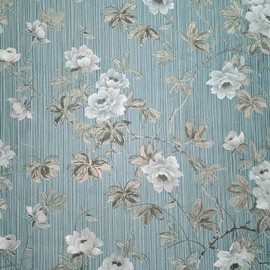 Zambaiti Parati Floral Flower Plants Green Silver Bronze Metallic Textured Faux Fabric Wallpaper