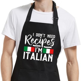 Funny Aprons for Men Women, Italian Apron for Cooking BQQ Grilling, Italy Gifts for Italian Chef Husband Grandpa, Birthday Gifts from Daughter Son for Dad