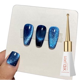 Crystal Cat Eye Gel-Nagellack, blau, magnetisch, glänzend, holografischer Glitzer, Soak-Off, UV-/LED-Nagellack, Salon, Maniküre und Nagelkunst, DIY zu Hause, 10 ml