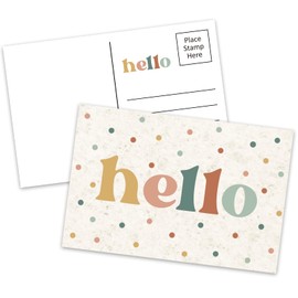 JarThenaAMCS 60Pcs Hello Postcards Boho Dot Mailing Post Cards Blank Greeting Note Cards For Birthday Baby Shower Party Favors Supplies, 4 x 6 Inch