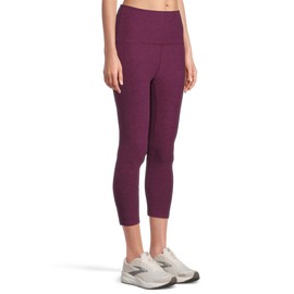 Beyond Yoga, Women's, Spacedye Walk and Talk High-Waisted Capri Leggings, Aubergine-Beet X-Large