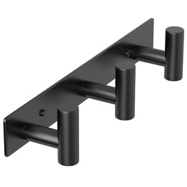 HUFEEOH Coat Hooks Wall Mount, Stainless Steel 3 Hooks Towel Hooks Black T Shaped Coat Hanger Wall Mount, Heavy Duty Wall Hooks Purse Rack for Hanging