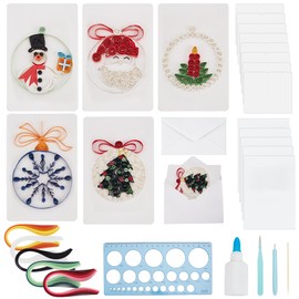WEBEEDY 20 Sets DIY Christmas Paper Quilling Greeting Card Kit 5 Style Santa Claus Decorations Card With Paper Quilling Strips Instuction,DIY Christmas Card Making Kit for Beginners Paper Craft Lovers