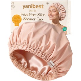 YANIBEST Gorro de Ducha Yanibest para Mujer, Reutilizable, Impermeable, Con Forro de Satén y Banda Elástica Suave, Gorro Grande Lavable para la Ducha.