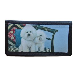 Gone Doggin Bichon Frise Checkbook Cover #1 - Dog Gifts in Black Polyester Tight Weave