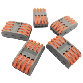 MTUERANC Compact Lever Wire Nuts Connectors - 4 Into 4 Out Splicing Wire Terminals, Quick Connect Valve In-Line Connector for 28-12 AWG (SPL-4 5PCS)