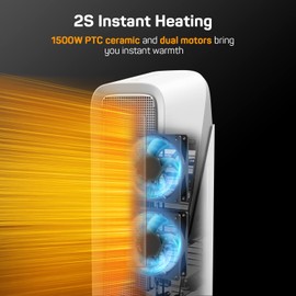 DR.PREPARE Space Heater, 1500W Fast Heating Ceramic Electric Heater, Child Lock, 80° Oscillating, Overheating & Tip-Over Protection, Portable Heater for Home, Office