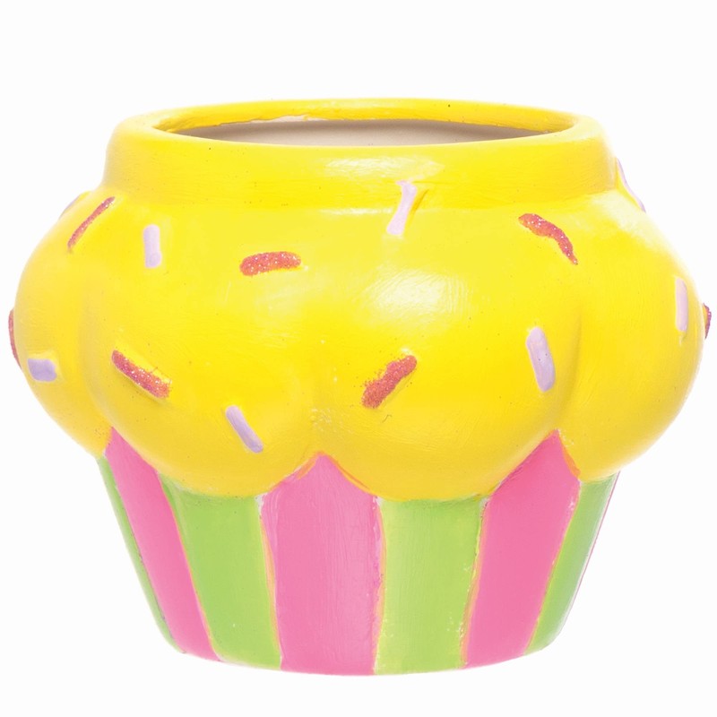 Baker Ross Cupcake Ceramic Flowerpots - Box of 3, Cute