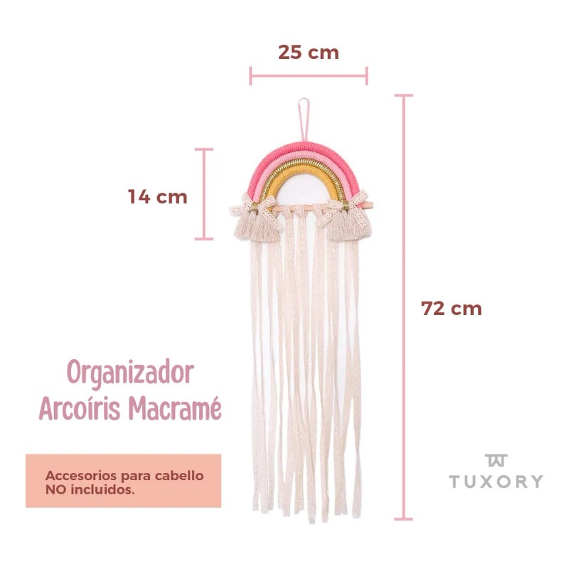 Organizador Macramé Arcoíris Para Moños Decoración Niña