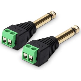 kwmobile 2 x 6.35 mm Jack Plug Adapter - Jack to 2-Pin Audio Cable Terminal Block Set - Terminal Block 6.35 mm Jack 2-Pin - Screw Mounting