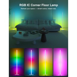 Corner Floor Lamp, White LED Corner Lamp with Remote and APP Control, 16 Million Colors & Timing Function, 55" Color Changing Ambient Lighting for Living Room, Bedroom, Gaming, Party
