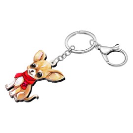 DALANE Acrylic Chihuahua Dog Keychain Puppy Pets Jewellery Gifts for Women Ladies Girls Kids Dog Lovers Car Key Ring Wallet Accessories (Orange)