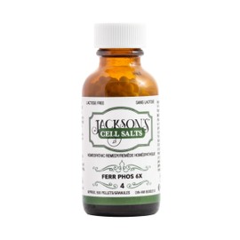 Jackson's Jackson's Cell Salt #4 Ferr phos 6X (500 Pellet Bottle) C Certified Vegan, Lactose-Free Ferrum phosphoricum 6X
