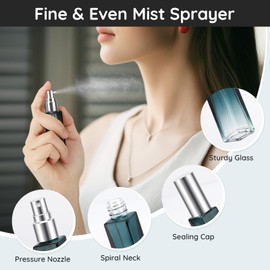 Segbeauty Glass Perfume Bottle Set, 5 Pack of 10ML Mini Travel Atomizer Sprayer for Perfume, Empty Refillable Press Pump Bottle Cologne Dispenser Perfume Spray Bottles Sample Case Travel Essential