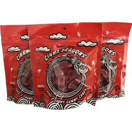 Trader Joe's Cinna-Dragons Cinnamon Flavored Hot Spicy Soft & Chewy Gummy Candy (Pack of 3)