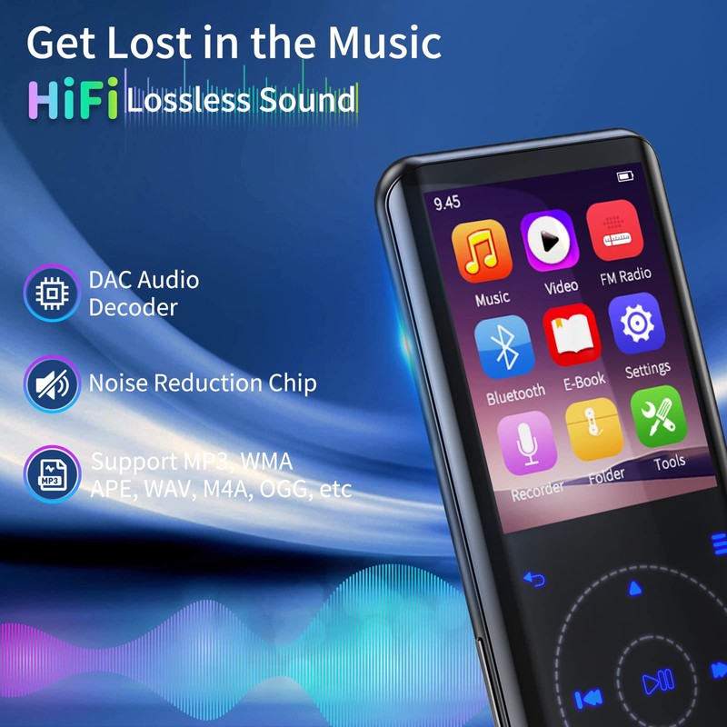 RUIZU 32GB MP3 Player with Bluetooth 5.3: Portable Music Player