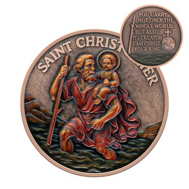 St. Christopher Guardian Challenge Coin - The Guardian Coin for Safe Travels - A Faithful Gift for Safe Car Journeys - Christian Challenge Coin with Traveler's Prayer