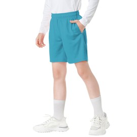 QBK - Pantalones cortos deportivos para niños y niñas, para deportes de baloncesto y fútbol, Photon Blue, 8 Años