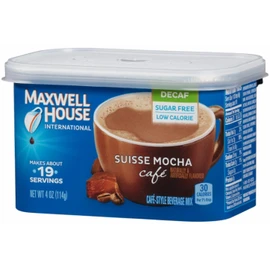 Maxwell House International Sugar-Free Decaf Suisse Mocha Beverage Mix, 4 oz Tub, 4 Pack, 2 Packages (4 Tubs)