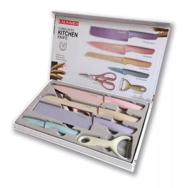 CL Juego Set De Cuchillos Calidad Profesional 6pz Color Pastel