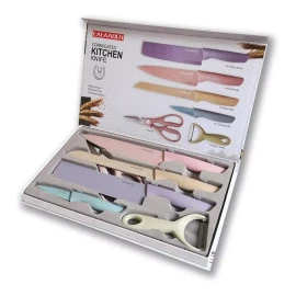CL Juego Set De Cuchillos Calidad Profesional 6pz Color Pastel