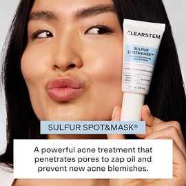 CLEARSTEM SULFUR SPOT&MASK Face Mask for Acne - Sulfur Spot Cleanser Facial Mask - Weekly Acne Face Mask for Clear & Smooth Skin - Made with Kaolin Clay & Glycolic to Reduce Blackheads & Blemishes