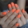 EchiQ Neon Fake Nails Short for Daily Wear Square Natural